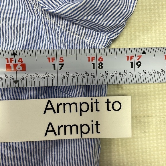 1901 Blue Shirt Top Button Up Stripes Pink Polka Dots Size Small - Picture 9 of 10